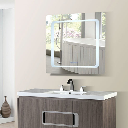 30" LED Bordered Illuminated Mirror with Bluetooth Speakers