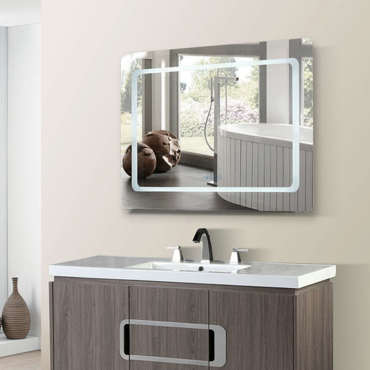 36" Rectangular LED Bordered Illuminated Mirror with Bluetooth Speakers