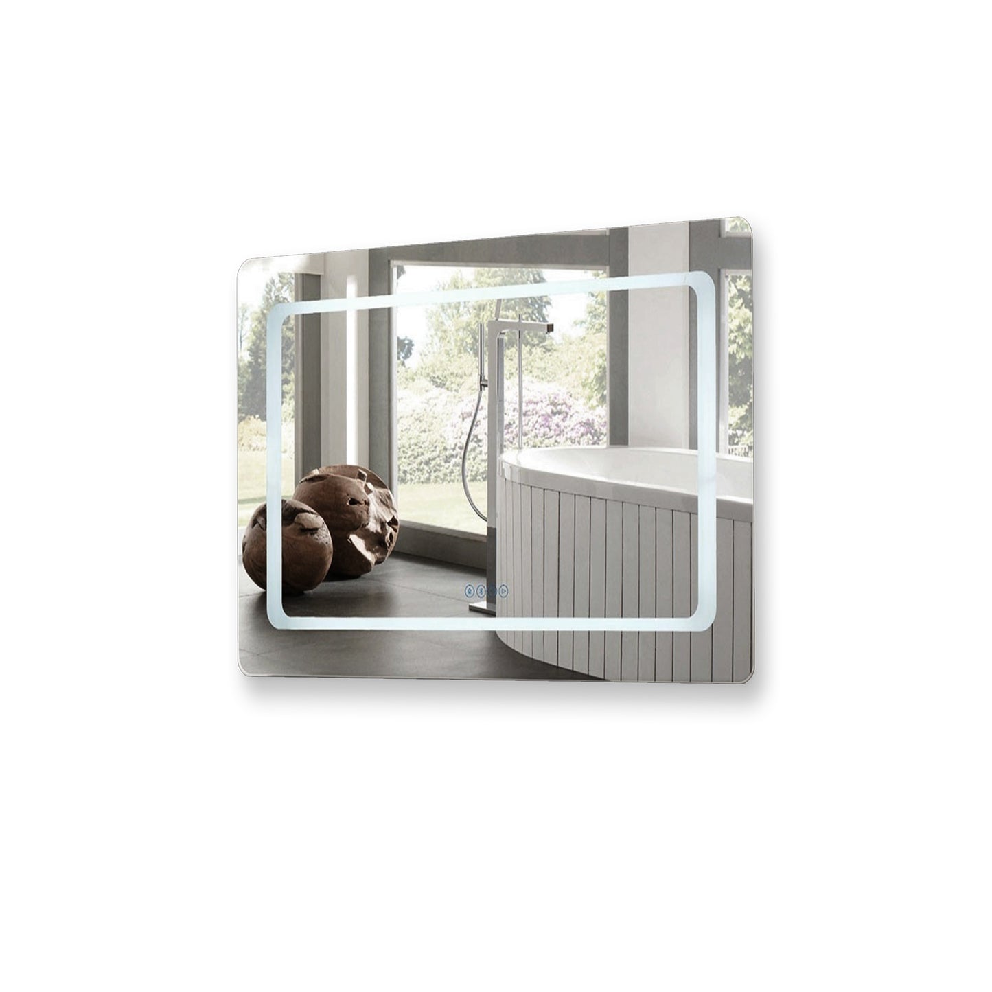 36" Rectangular LED Bordered Illuminated Mirror with Bluetooth Speakers