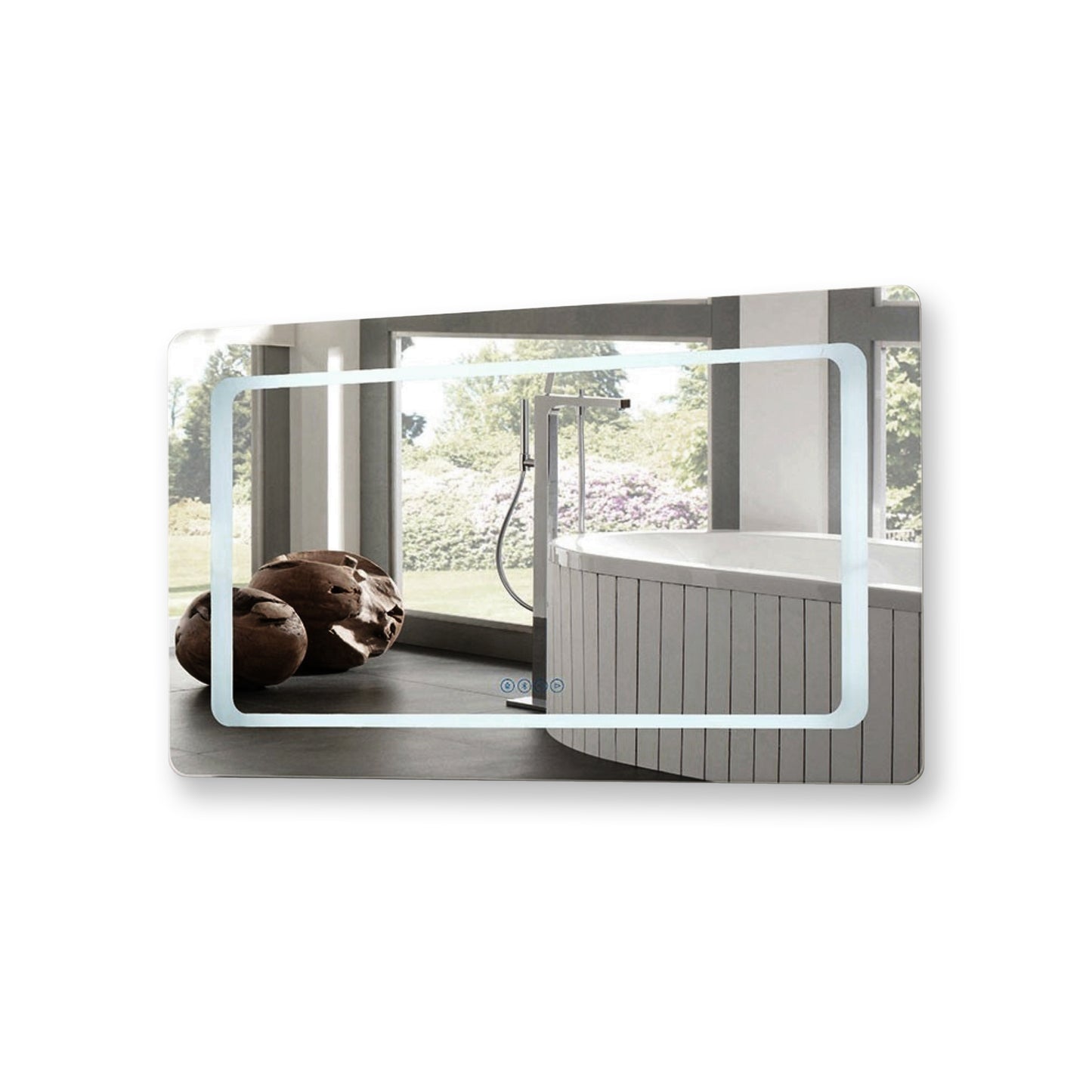 48" Rectangular LED Bordered Illuminated Mirror with Bluetooth Speakers