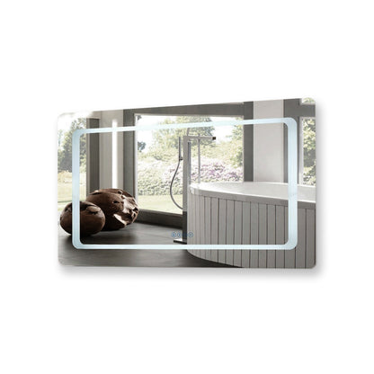 48" Rectangular LED Bordered Illuminated Mirror with Bluetooth Speakers