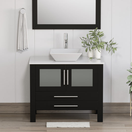 Complete 36" Vanity Set with Polished Chrome Plumbing