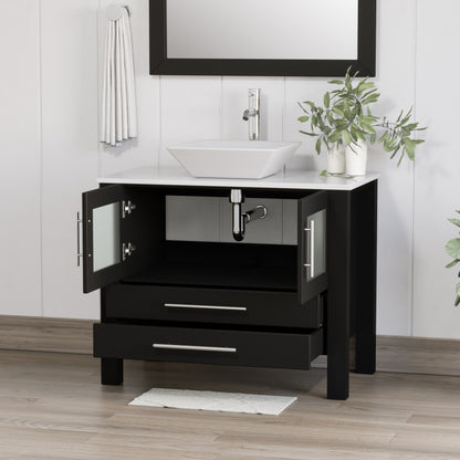 Complete 36" Vanity Set with Polished Chrome Plumbing