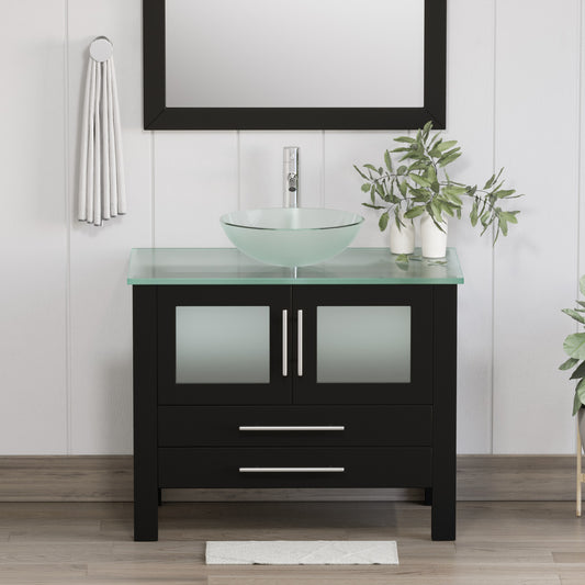 Complete 36" Vanity Set with Polished Chrome Plumbing