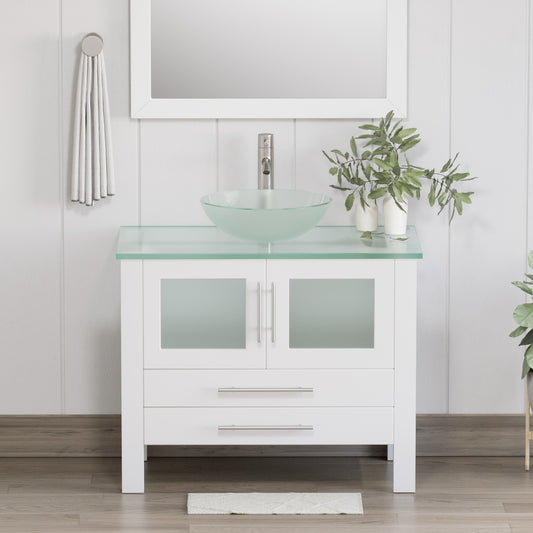 Complete 36 inch  Solid Wood  Vanity Set with Brushed Nickel Plumbing