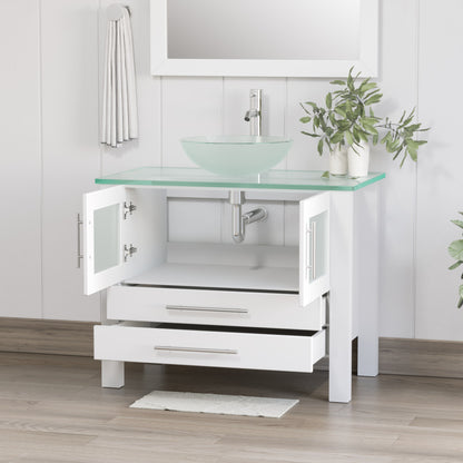 Complete 36" White Vanity Set with Polished Chrome Plumbing