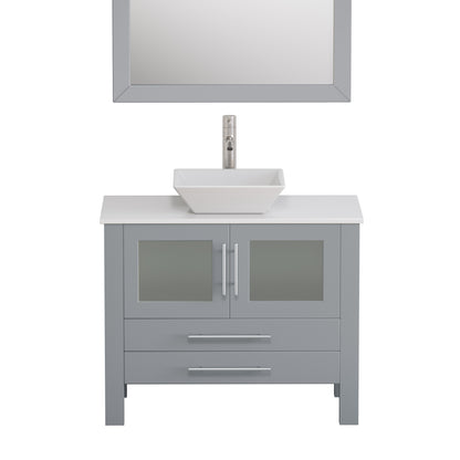 Complete 36" Gray Vanity Set with Polished Chrome Plumbing