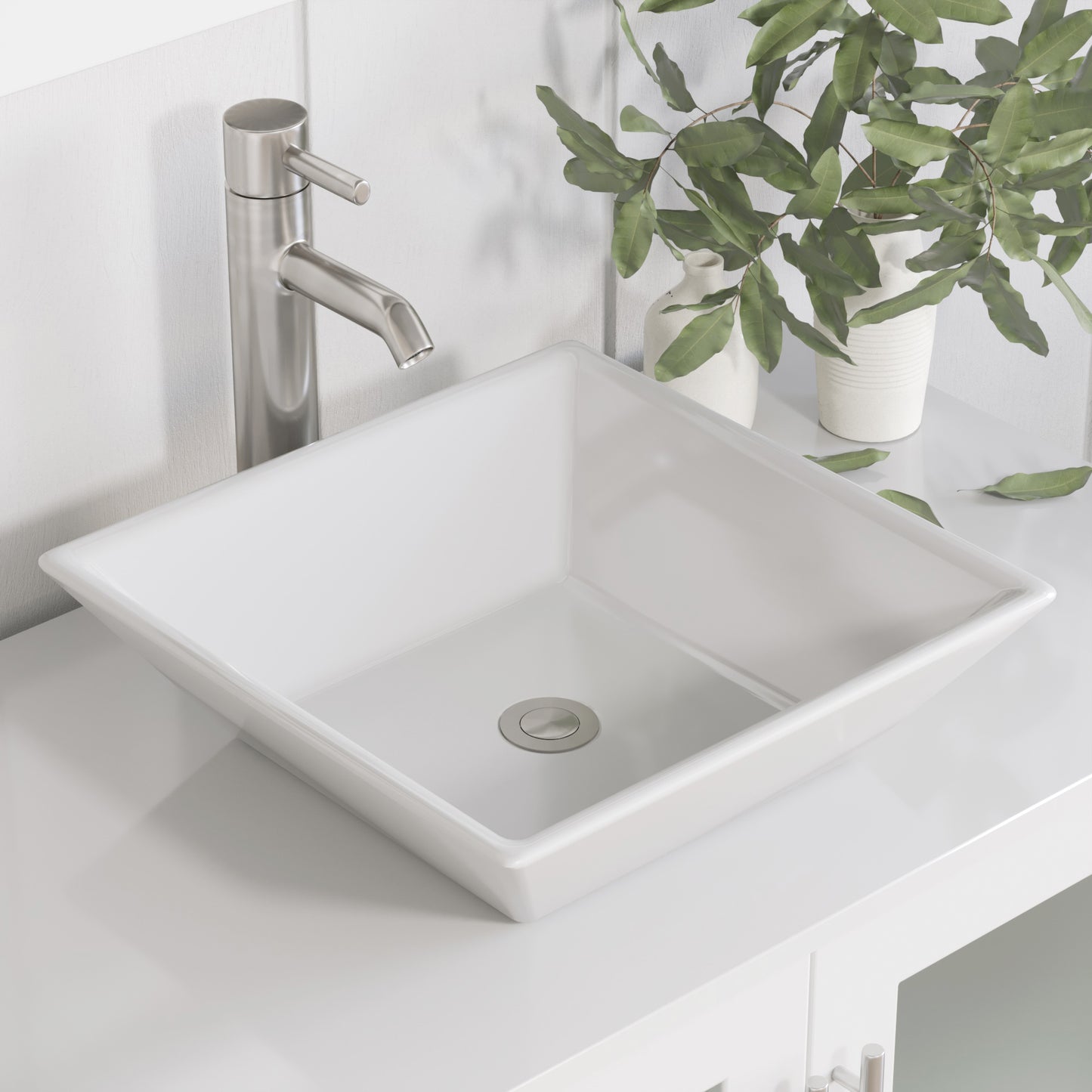 Complete 36 inch  Solid Wood  Vanity Set with Brushed Nickel Plumbing