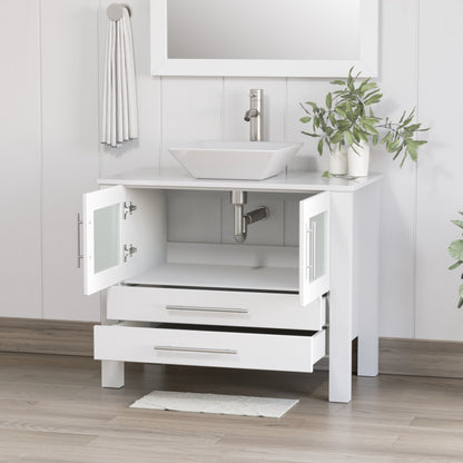 Complete 36 inch  Solid Wood  Vanity Set with Brushed Nickel Plumbing