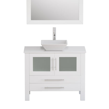 Complete 36" White Vanity Set with Polished Chrome Plumbing