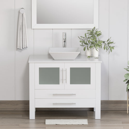 Complete 36" White Vanity Set with Polished Chrome Plumbing
