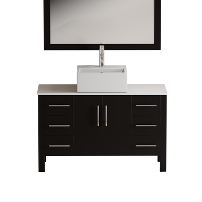 Complete 48-Inch Espresso Bathroom Vanity Set with Polished Chrome Plumbing