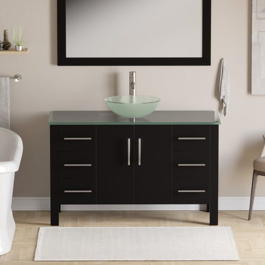 Complete 48"  Espresso Vanity Set with Brushed Nickel Plumbing