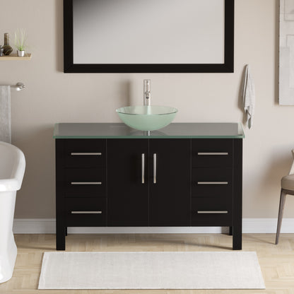 Complete 48" Espresso Vanity Set with Polished Chrome Plumbing