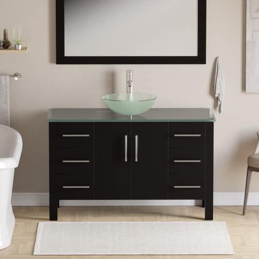 Complete 48" Espresso Vanity Set with Polished Chrome Plumbing