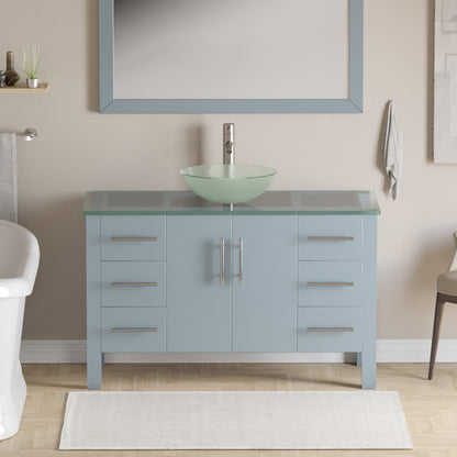 Complete 48"  Gray Vanity Set with Brushed Nickel Plumbing
