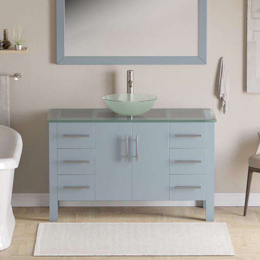 Complete 48"  Gray Vanity Set with Brushed Nickel Plumbing