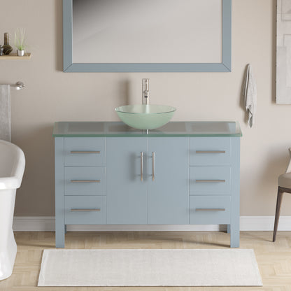 Complete 48" Gray Vanity Set with Polished Chrome Plumbing