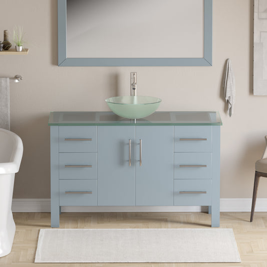 Complete 48" Gray Vanity Set with Polished Chrome Plumbing