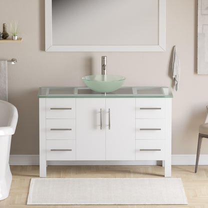 Complete 48" White Vanity Set with Brushed Nickel Plumbing