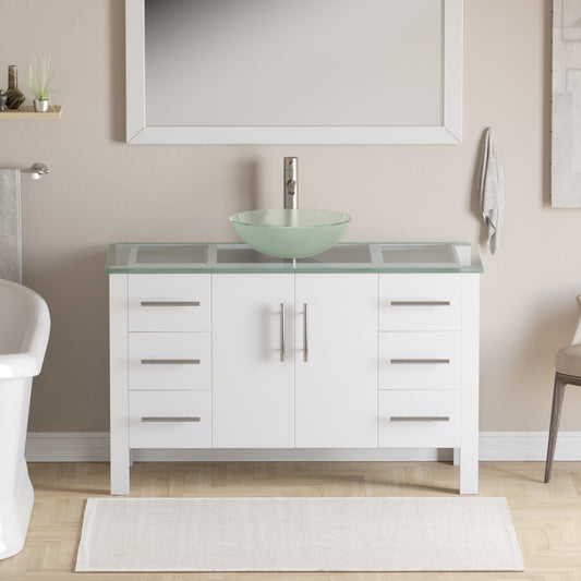 Complete 48" White Vanity Set with Brushed Nickel Plumbing