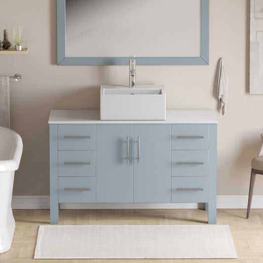 Complete 48" Gray Vanity Set with Polished Chrome Plumbing