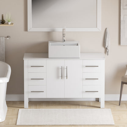 Complete 48" White Vanity Set with Polished Chrome Plumbing