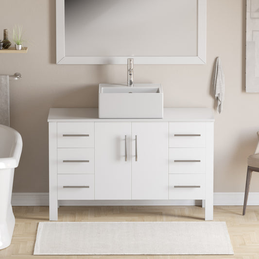 Complete 48" White Vanity Set with Polished Chrome Plumbing