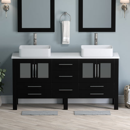 Complete 63" Vanity Set with Brushed Nickel Plumbing