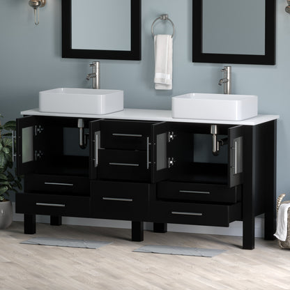 Complete 63" Vanity Set with Brushed Nickel Plumbing
