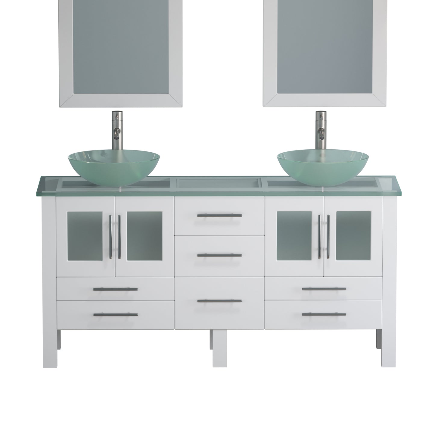 Complete 63" Vanity Set with Brushed Nickel Plumbing