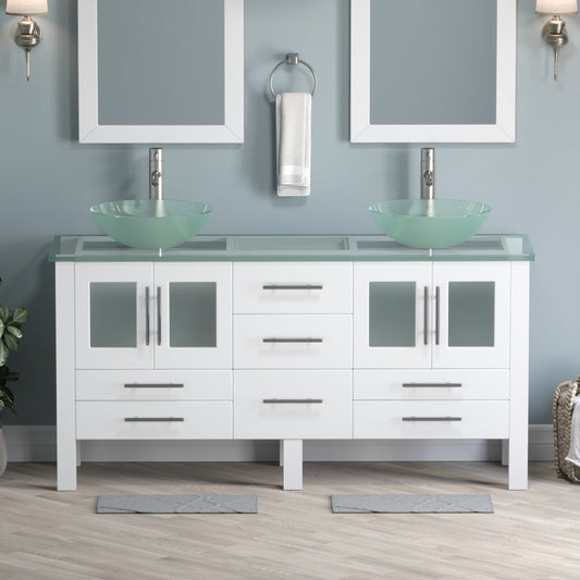 Complete 63" Vanity Set with Brushed Nickel Plumbing