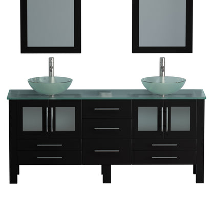 Complete 72" Vanity Set with Brushed Nickel Plumbing