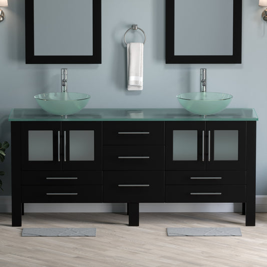 Complete 72" Vanity Set with Polished Chrome Plumbing