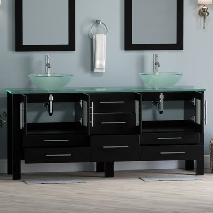 Complete 72" Vanity Set with Polished Chrome Plumbing