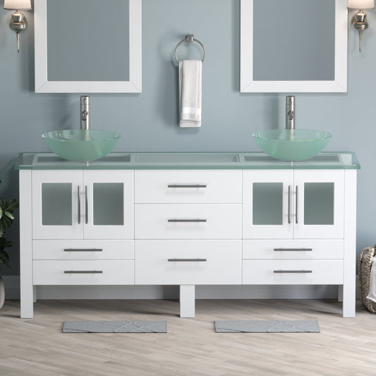 Complete 72" Vanity Set with Brushed Nickel Plumbing