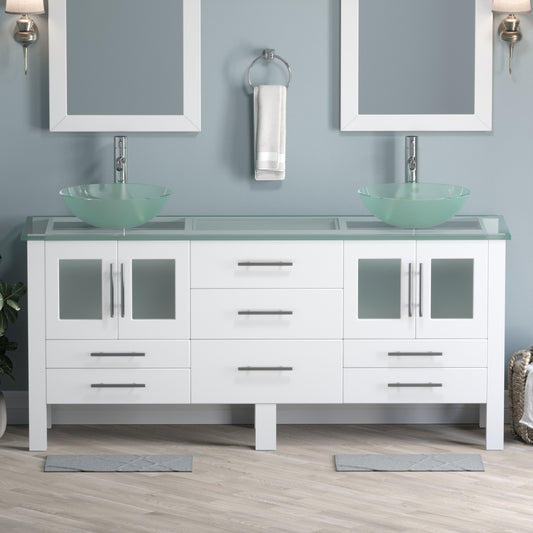 Complete 72" Vanity Set with Polished Chrome Plumbing