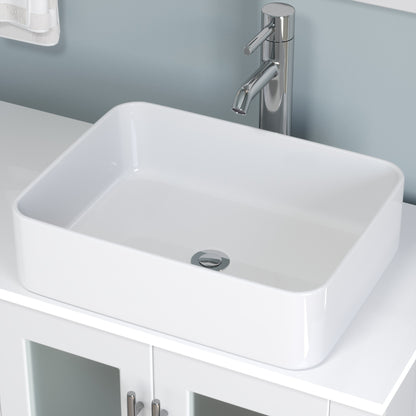 Complete 63 Inch White Vanity Set with Polished Chrome Pluming
