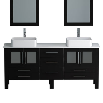 Complete 71" Espresso Vanity Set with Polished Chrome Plumbing