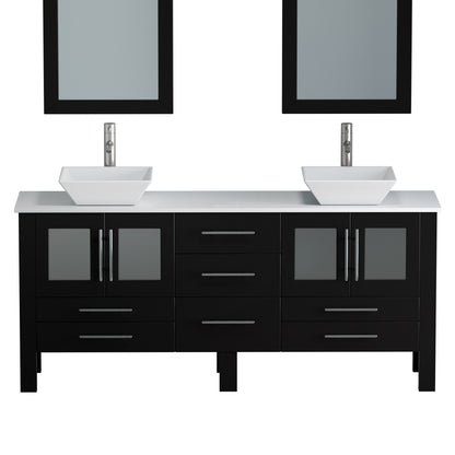 Complete 72" Vanity Set with Brushed Nickel Plumbing
