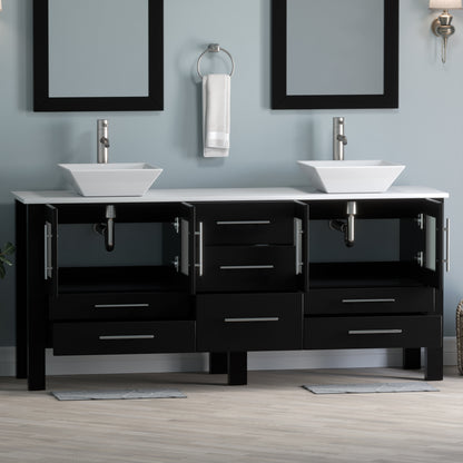 Complete 72" Vanity Set with Brushed Nickel Plumbing