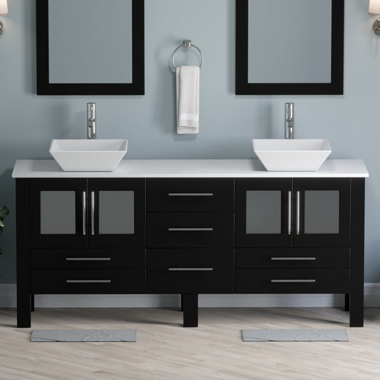 Complete 71" Vanity Set with Polished Chrome Plumbing