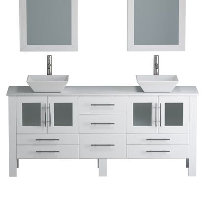 Complete 71" White Vanity Set with Brushed Nickel Plumbing