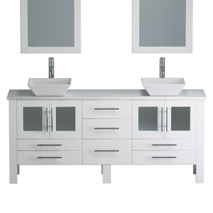 Complete 71" White Vanity Set with Polished Chrome Plumbing