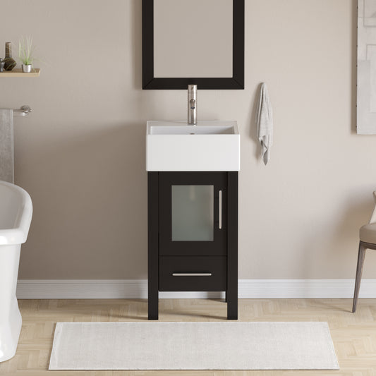 Complete 18" Vanity Set with Brushed Nickel Plumbing