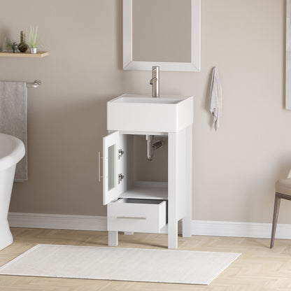 Complete 18" Vanity Set with Brushed Nickel Plumbing