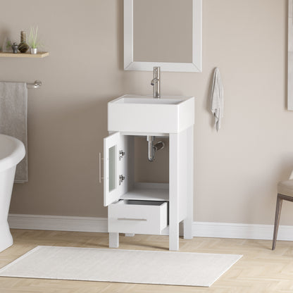 Complete 18" White Vanity Set with Polished Chrome Faucet and Drain