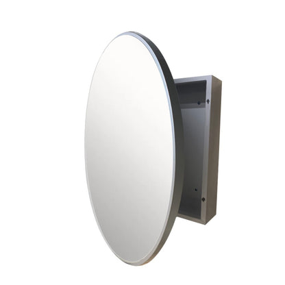 Round Metal Frame Medicine Cabinet in Brushed Silver