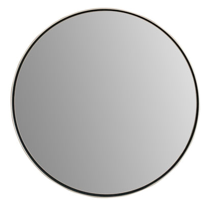 Round Metal Frame Mirror in Brushed Silver
