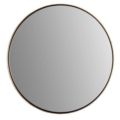 Round Metal Frame Mirror in Brushed Gold